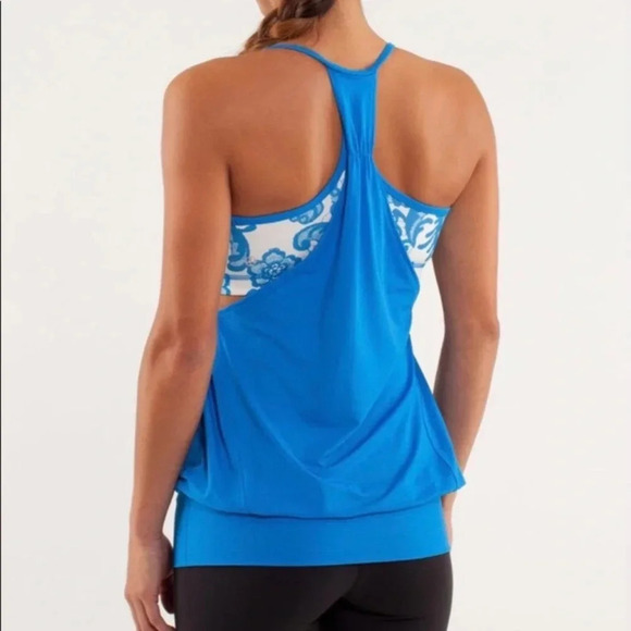 Lululemon No Limits Tank in Beaming Blue/Laceoflage Polar Cream Beaming Blue - Picture 3 of 13